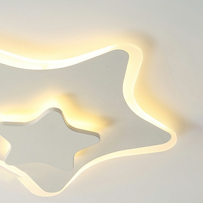 Kids Style White Creative Geometry Shape Flush Ceiling Light LED Metallic Flush Mount Lamp