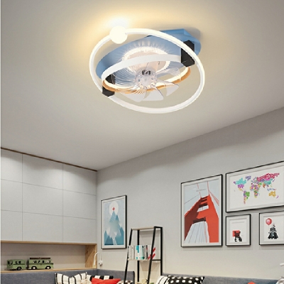 LED Macaron Flushmount Fan Lighting Fixtures Dining Room Bedroom Flush Mount Fan Lighting