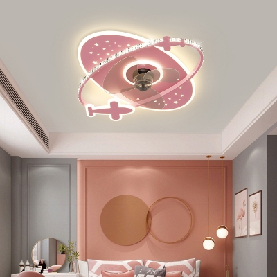 LED Plane Flushmount Fan Lighting Fixtures Children's Room Dining Room Flush Mount Fan Lighting