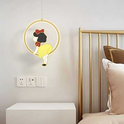 Metallic Pendant Lighting LED with Acrylic Shade Hanging Light Fixture