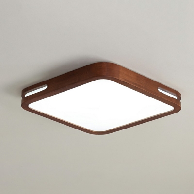 Modern Low Profile Ceiling Light LED Wooden Flushmount Light for Bedroom