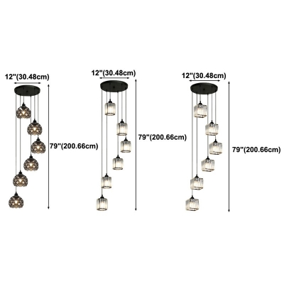 Modern Multi-Light Crystal Hanging Light Fixtures Light Luxury Hanging Ceiling Lights for Stairway