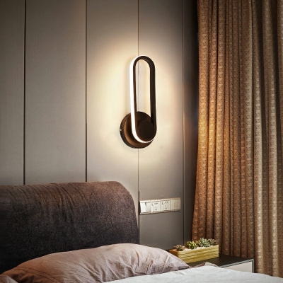 Modern Style Oval Wall Mounted Reading Lights Metal 1-Light Sconce Light Fixture in Black