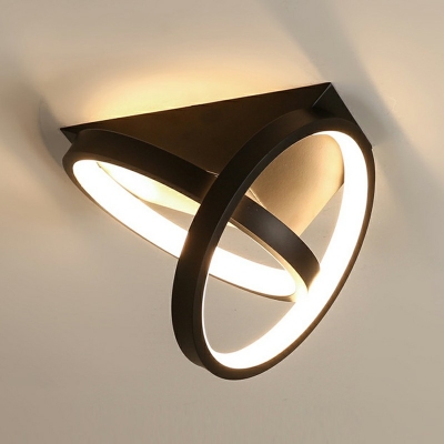 White Circle Flush-Mount Light Fixture Modern Style Metal 2 Lights Flush Light Fixtures