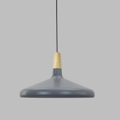 1-Light Hanging Lights Minimalist Style Cone Shape Wood Suspension Pendant