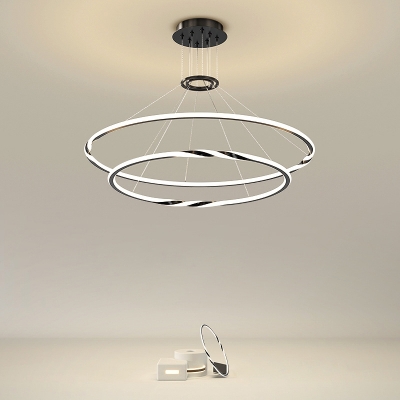 2 Light Circle Chandelier Lamp Double Layer Chandelier Light for Dining Room