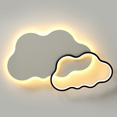 2-Light Close To Ceiling Chandelier Kids Style Cloud Shape Metal Flush Mount Light