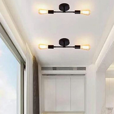 2-Light Sconce Light Fixtures Modern Style Exposed Bulbs Shape Metal Wall Mount Lighting