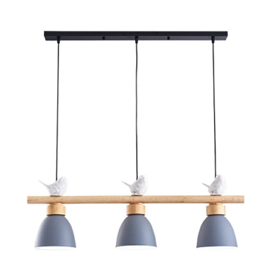 3-Light Chandelier Lighting Fixtures Wood Hanging Pendant Lights