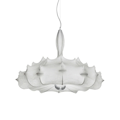 3 Light Pendant Lighting White Silk Hanging Lamp for Dining Room