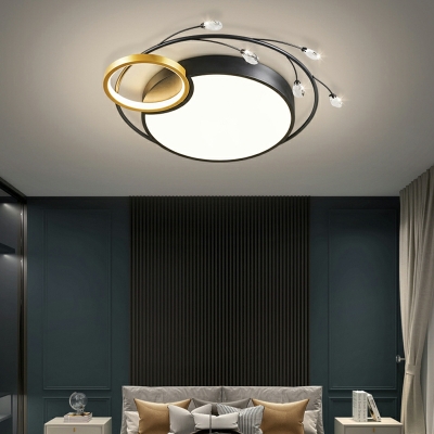 Crystal Flush Mount Ceiling Light Fixture Modern LED Semi Mount Lighting for Dinning Room