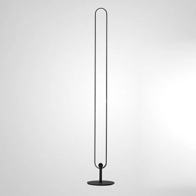 Metal Oval Floor Lamps Modern Style 1 Light Night Lamps in Black