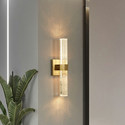 Modern Cylinder Wall Mounted Light Fixture Metallic and Crystal Wall Light Sconces