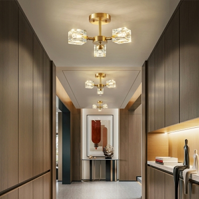 Modern Gold Ceiling Light Sputnik Crystal Ceiling Fixture for Living Room