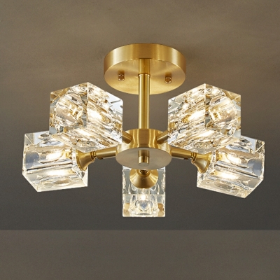 Modern Gold Ceiling Light Sputnik Crystal Ceiling Fixture for Living Room