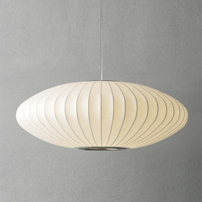 Oval Pendant Lighting Modern Style Silk 1-Light Pendant Light in White