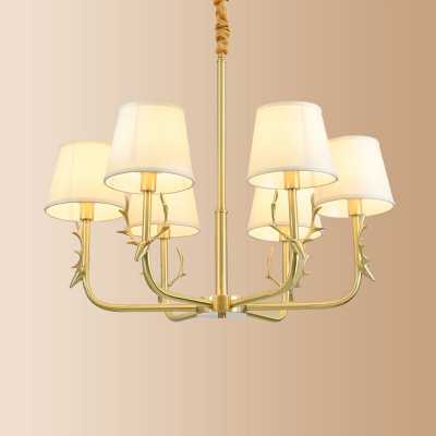 Tapered Chandelier Lighting Traditional Style Fabric 6-Lights Chandelier Light in Gold