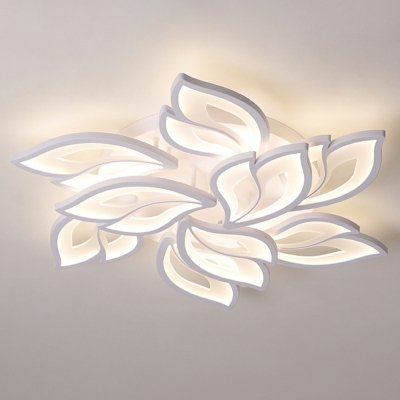 White Flower Shape Flush Ceiling Light Fixtures with Acrylic Shade Flushmount Lighting