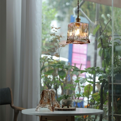 1 Light Industrial Pendant Lighting Glass Hanging Lamp for Bedroom