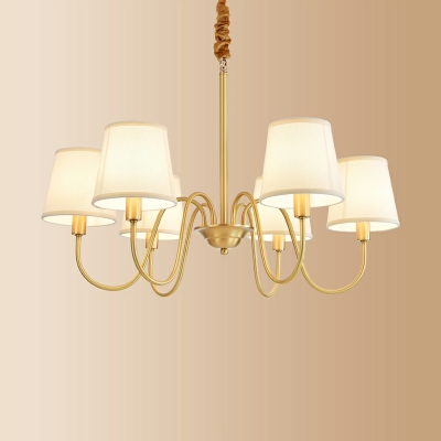 3 Lights Draping Bead Chandelier Lamp Traditional Style Fabric Chandelier Light in Gold