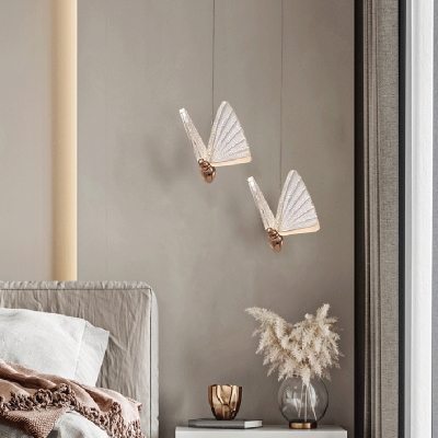 Contemporary Butterfly Hanging Pendant Lights Metal and Acrylic Pendant Lighting