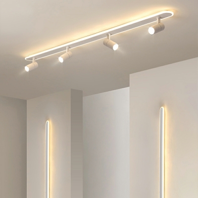 Contemporary White Flush Light Linear Metal Flush Mount for Clothing Store