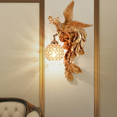 Crystal Globe Wall Mounted Light Fixture Modern Metal Sconce Light Fixture for Living Room