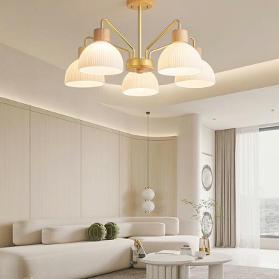 Dome Hanging Light Modern Style Glass Pendant Chandelier for Living Room