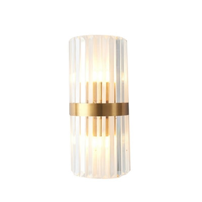 Gold Ring Wall Mount Lighting Modern Style Crystal 2 Lights Sconce Light