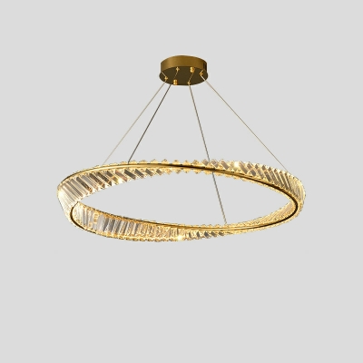 Gold Twisted Hanging Chandelier Modern Style Crystal 1 Light Chandelier Light