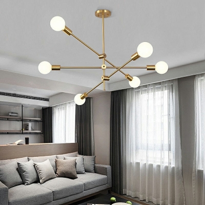 Industrial Chandelier Lighting Fixtures Vintage Gold Hanging Ceiling Lights for Living Room