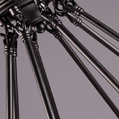 Industrial Style Wrought Iron Chandelier Hemp Rope Pendant Light