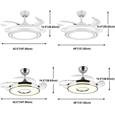 Modern 1-Light Semi Mount Lighting Acrylic Semi Fan Flush for Living Room