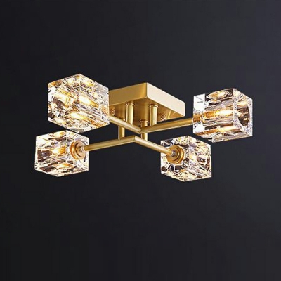 Modern Flush Mount Ceiling Light Crystal Shade LED Flush Mount Lamp in Gold