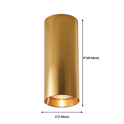 Modern Flush Mount Ceiling Light Cylinder Aluminum Flush Mount Lamp in Gold