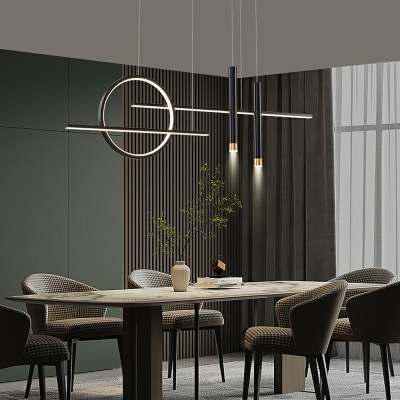 Modern LED Linear Island Lighting Fixtures Minimalism Hanging Ceiling Lights for Living Room
