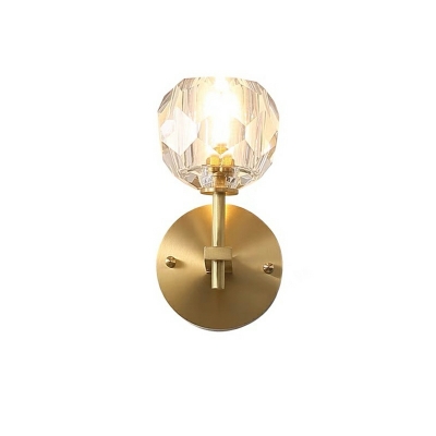 Modern Light Luxury Copper Wall Lamp Crystal Wall Sconce for Bedroom