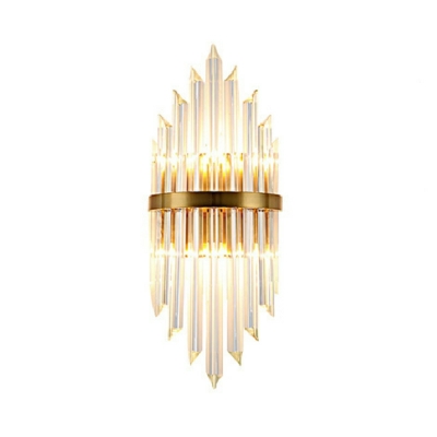 Modern Style Diamond Wall Mounted Lighting Crystal Rod 1-Light Wall Sconce in Beige
