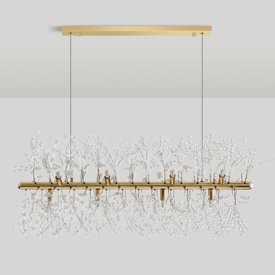Modern Style Glowworm Hanging Chandelier Metal 8-Lights Island Lights in Gold