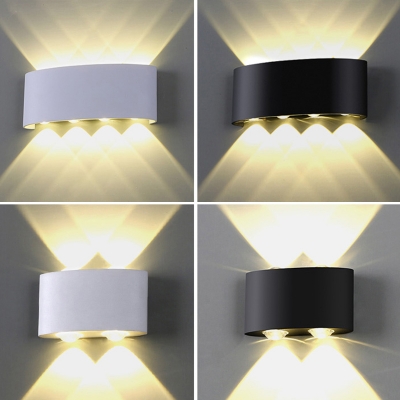 Modern Style Half-Cylinder Wall Light Sconce Metal 8-Lights Wall Sconces in Black
