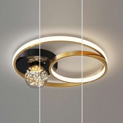 Modern Style Halo-Like Ring Flush Mount Led Lights Metal 3-Lights Flush Light in Black