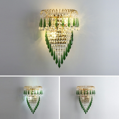 Prismatic Wall Mounted Lighting Modern Style Crystal 2-Lights Sconce Light in Gold