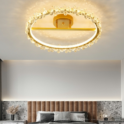 Semi Flush Mount Light Fixture LED Crystal Semi Flush Chandelier for Bedroom