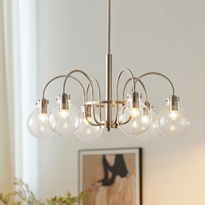 Vintage Metal Chandelier Lamp Clear Glass Chandelier Light for Living Room