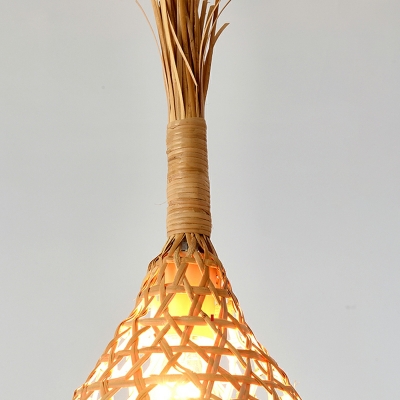 Weaving Pendant Lighting Rattan 1 Light Hanging Lamp for Dining Room