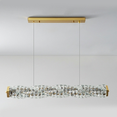 1 Light Cylindrical Island Ceiling Light Modern Style Crystal Island Lights in Gold