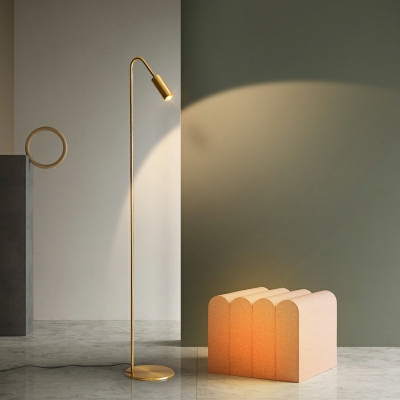 1-Light Standing Floor Lamp Metal LED Standing Light in Brass for Bedroom