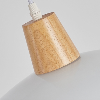 1-Light Suspension Pendant Minimalist Style Cone Shape Wood Ceiling Light