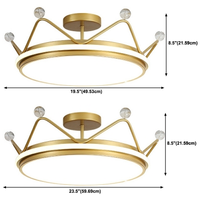 2-Light Ceiling Lamp Kids Style Crown Shape Metal Semi-Flush Mount Light