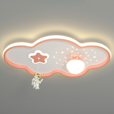 4-Light Flush Mount Light Kids Style Cloud Shape Metal Close To Ceiling Chandelier